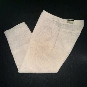 NEW EXPRESS EDITOR ANKLE IVORY GOLD JACQUARD TEXTURED LINED PANTS SZ 12R